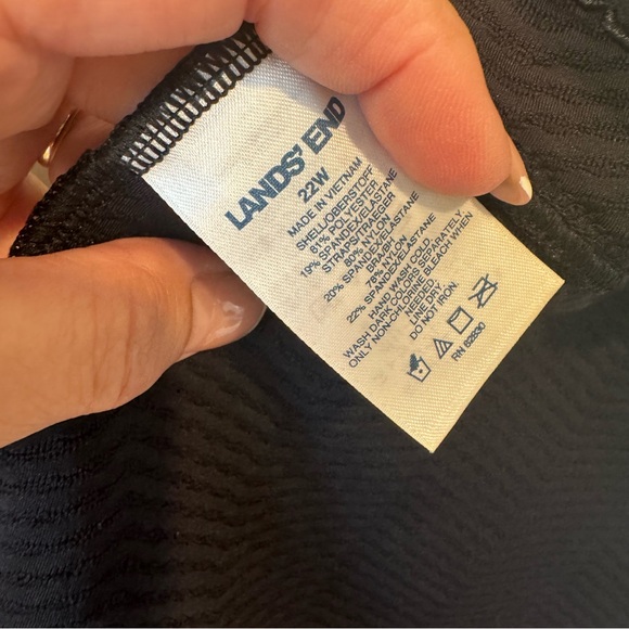 Lands End black, textured tankini underwire top, size 22W - Picture 4 of 4